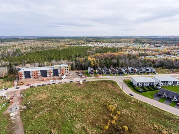 Aerial view of new apartment and development area