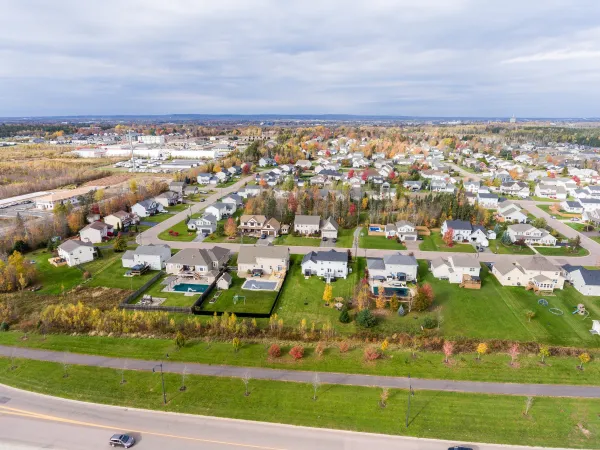 Aerial shot of neighbourhood 