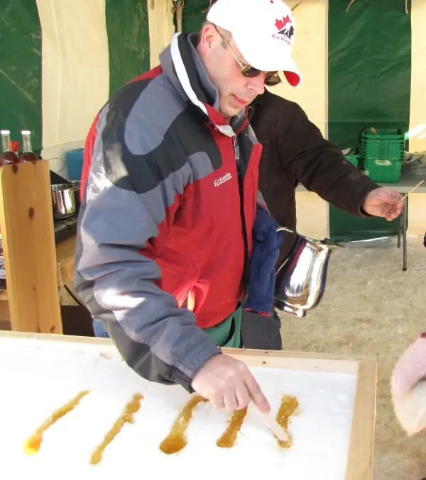 Making Maple Taffy on the snow