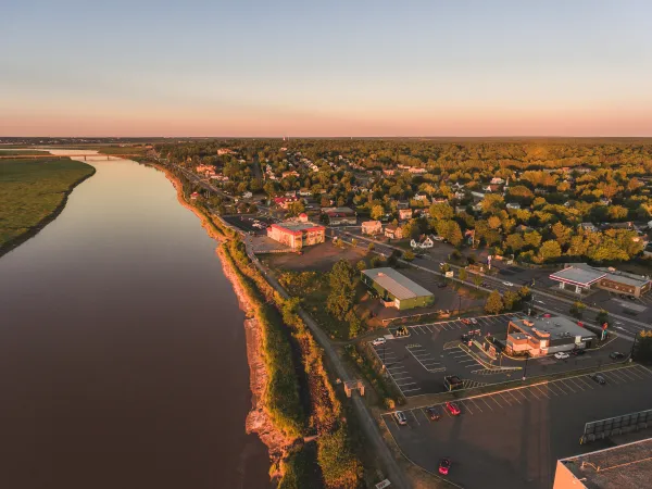 Aerial view of petitcodiac river and town of riverview